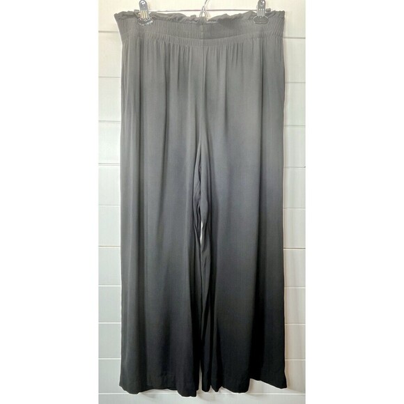 Abercrombie & Fitch Womens Pants Black L Pull On Wide Leg Lagenlook Minimalist - Picture 1 of 8